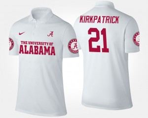 Men Dre Kirkpatrick White Alabama Crimson Tide #21 Player Name and Number Polo 479250-260