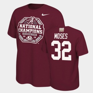 Men Dylan Moses Crimson Alabama Crimson Tide #32 3X CFP 2020 National Champions T-Shirt 377940-741