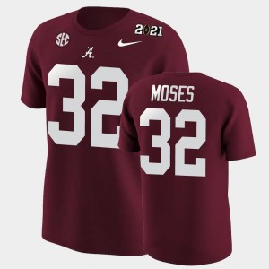 Men Dylan Moses Crimson Alabama Crimson Tide #32 Replica 2020 National Champions T-Shirt 956707-356
