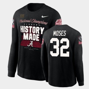 Men Dylan Moses Black Alabama Crimson Tide #32 History Made Long Sleeve 2020 National Champions T-Shirt 656587-479