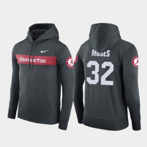 Men Dylan Moses Anthracite Alabama Crimson Tide #32 Football Performance Sideline Seismic Hoodie 399059-919
