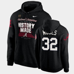Mens Dylan Moses Black Alabama Crimson Tide #32 History Made Pullover 2020 National Champions Hoodie 897271-774