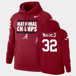 Mens Dylan Moses Crimson Alabama Crimson Tide #32 Pullover 2020 National Champions Hoodie 903490-309