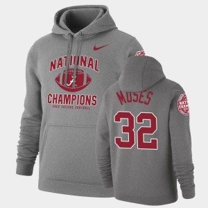 Men Dylan Moses Heathered Gray Alabama Crimson Tide #32 Retro Pullover 2020 National Champions Hoodie 868935-226