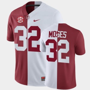 Mens Dylan Moses White Crimson Alabama Crimson Tide #32 NCAA Split Jerseys 495070-476