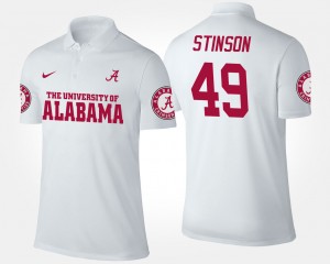 Mens Ed Stinson White Alabama Crimson Tide #49 Player Name and Number Polo 727202-192