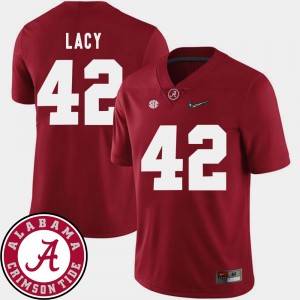 Mens Eddie Lacy Crimson Alabama Crimson Tide #42 2018 SEC Patch College Football Jersey 110496-998