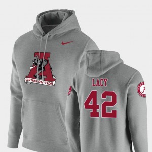 Men's Eddie Lacy Heathered Gray Alabama Crimson Tide #42 Pullover Vault Logo Club Hoodie 900160-781