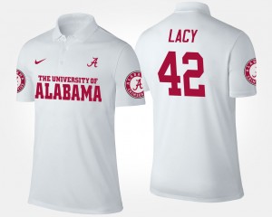 Men's Eddie Lacy White Alabama Crimson Tide #42 Official Name and Number Polo 822459-886