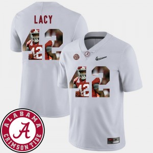 Men Eddie Lacy White Alabama Crimson Tide #42 Football Pictorial Fashion Jerseys 575942-271