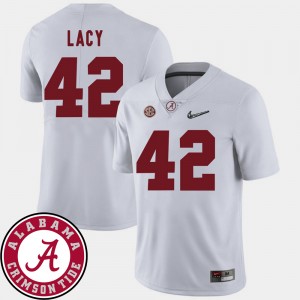 Mens Eddie Lacy White Alabama Crimson Tide #42 2018 SEC Patch College Football Jerseys 294565-652