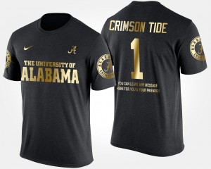 Men's Black Alabama Crimson Tide #1 No.1 Short Sleeve With Message Gold Limited T-Shirt 386405-533