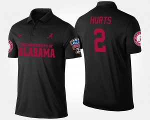 Men's Jalen Hurts Black Alabama Crimson Tide #2 Sugar Bowl Name and Number Bowl Game Polo 769345-549