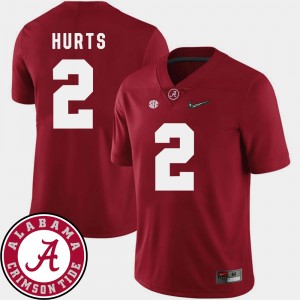 Men's Jalen Hurts Crimson Alabama Crimson Tide #2 2018 SEC Patch College Football Jerseys 828857-546