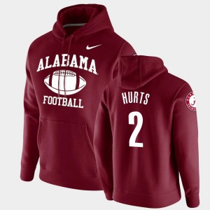 Men's Jalen Hurts Crimson Alabama Crimson Tide #2 Pullover Retro Football Hoodie 712929-521