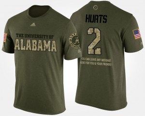 Mens Jalen Hurts Camo Alabama Crimson Tide #2 Short Sleeve With Message Military T-Shirt 305830-442
