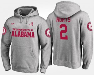 Men's Jalen Hurts Gray Alabama Crimson Tide #2 NCAA Name and Number Hoodie 791246-347