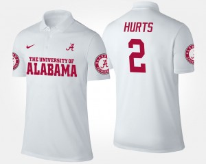 Men's Jalen Hurts White Alabama Crimson Tide #2 Player Name and Number Polo 407342-311