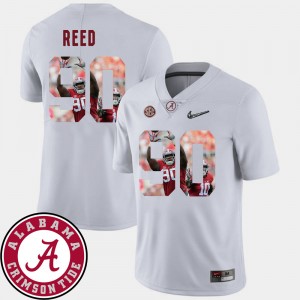 Mens Jarran Reed White Alabama Crimson Tide #90 Football Pictorial Fashion Jersey 276079-900