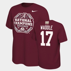 Mens Jaylen Waddle Crimson Alabama Crimson Tide #17 3X CFP 2020 National Champions T-Shirt 459394-171