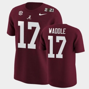 Men Jaylen Waddle Crimson Alabama Crimson Tide #17 2025-26 2020 National Champions T-Shirt 125665-530
