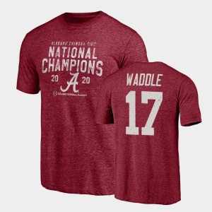 Mens Jaylen Waddle Crimson Alabama Crimson Tide #17 Tri-Blend 2020 National Champions T-Shirt 807833-590