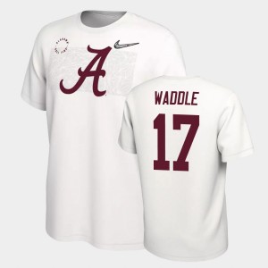 Mens Jaylen Waddle White Alabama Crimson Tide #17 Playoff College Football T-Shirt 376278-608