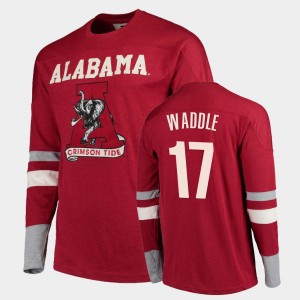 Men's Jaylen Waddle Crimson Alabama Crimson Tide #17 Football Long Sleeve Old School T-Shirt 228210-739