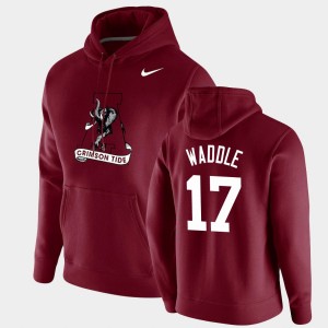 Men Jaylen Waddle Crimson Alabama Crimson Tide #17 Pullover Vintage School Logo Hoodie 654601-402