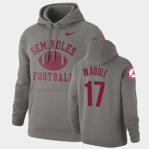 Men Jaylen Waddle Heathered Gray Alabama Crimson Tide #17 Pullover Retro Football Hoodie 262039-272