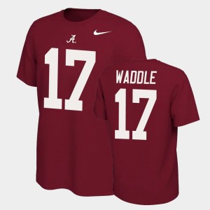 Men Jaylen Waddle Crimson Alabama Crimson Tide #17 Name & Number Retro Name and Number T-Shirt 739908-608