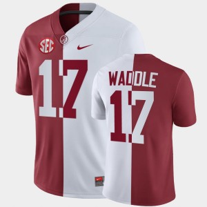 Mens Jaylen Waddle White Crimson Alabama Crimson Tide #17 NCAA Split Jerseys 730449-674