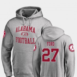 Mens Jerome Ford Ash Alabama Crimson Tide #27 College Football Neutral Zone Hoodie 850705-188