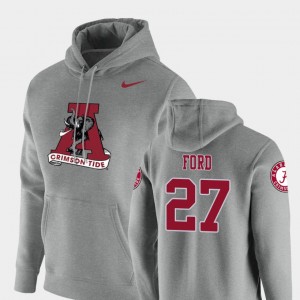 Men's Jerome Ford Heathered Gray Alabama Crimson Tide #27 Pullover Vault Logo Club Hoodie 971249-887