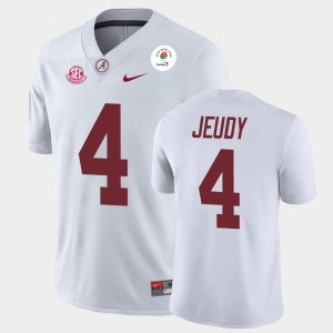 Men Jerry Jeudy White Alabama Crimson Tide #4 Champions 2021 Rose Bowl Jerseys 820472-360