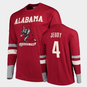 Men's Jerry Jeudy Crimson Alabama Crimson Tide #4 Football Long Sleeve Old School T-Shirt 713134-401