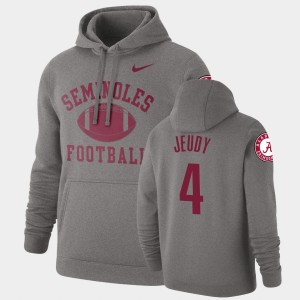 Men Jerry Jeudy Heathered Gray Alabama Crimson Tide #4 Pullover Retro Football Hoodie 364529-102