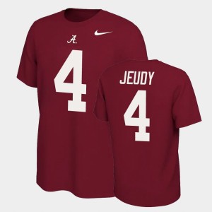 Mens Jerry Jeudy Crimson Alabama Crimson Tide #4 Name & Number Retro Name and Number T-Shirt 278401-882