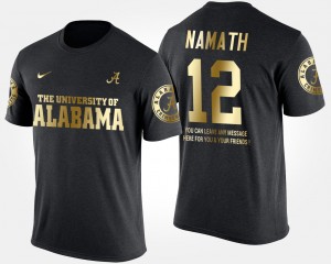 Mens Joe Namath Black Alabama Crimson Tide #12 Short Sleeve With Message Gold Limited T-Shirt 424181-947