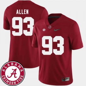 Men's Jonathan Allen Crimson Alabama Crimson Tide #93 2018 SEC Patch College Football Jerseys 923963-435