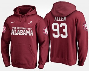 Mens Jonathan Allen Crimson Alabama Crimson Tide #93 University Name and Number Hoodie 497119-930