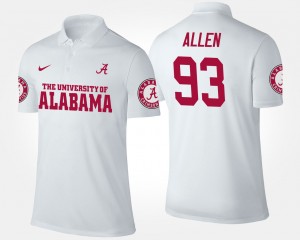 Mens Jonathan Allen White Alabama Crimson Tide #93 University Name and Number Polo 102959-832