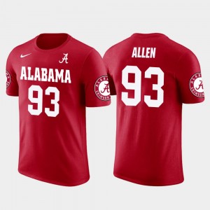 Mens Jonathan Allen Red Alabama Crimson Tide #93 Washington skins Football Future Stars T-Shirt 327093-570