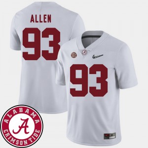 Men's Jonathan Allen White Alabama Crimson Tide #93 2018 SEC Patch College Football Jerseys 446266-140