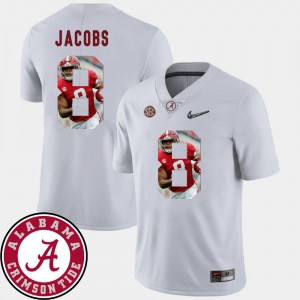 Mens Josh Jacobs White Alabama Crimson Tide #8 Football Pictorial Fashion Jersey 334066-440