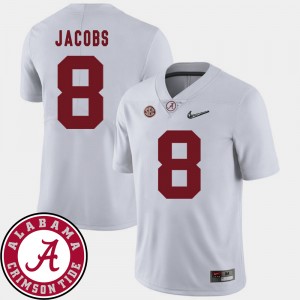 Mens Josh Jacobs White Alabama Crimson Tide #8 2018 SEC Patch College Football Jersey 680673-722