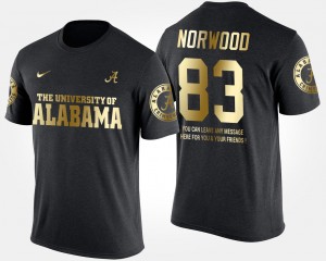 Men's Kevin Norwood Black Alabama Crimson Tide #83 Short Sleeve With Message Gold Limited T-Shirt 822576-227