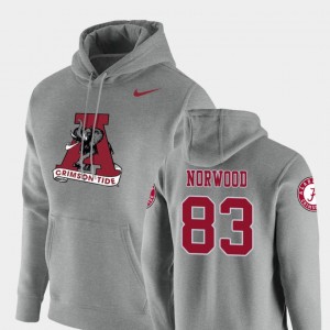 Men Kevin Norwood Heathered Gray Alabama Crimson Tide #83 Pullover Vault Logo Club Hoodie 644961-406