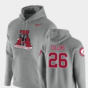 Mens Landon Collins Heathered Gray Alabama Crimson Tide #26 Pullover Vault Logo Club Hoodie 282334-857