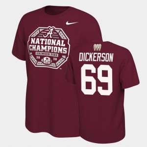 Mens Landon Dickerson Crimson Alabama Crimson Tide #69 3X CFP 2020 National Champions T-Shirt 539005-732